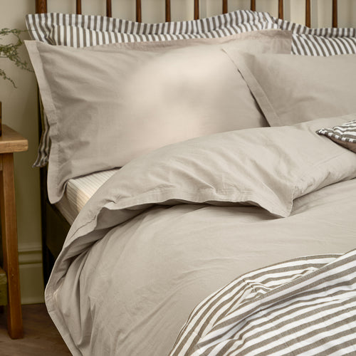Hebden Washed Cotton Duvet Cover Set Stone