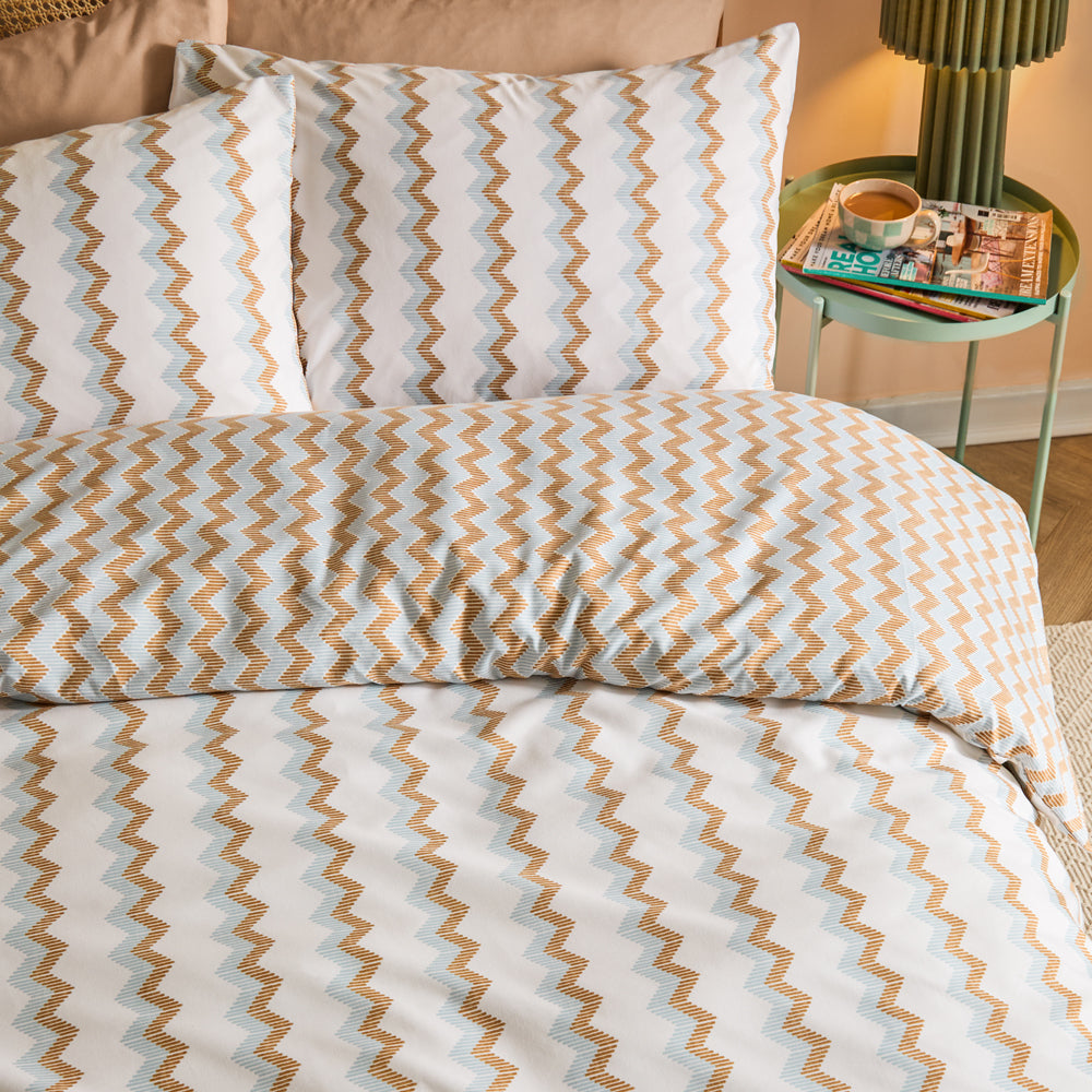 Striped Blue Bedding - Izzie Reversible Soft Touch Duvet Cover Set Blue/Caramel Duvet Day