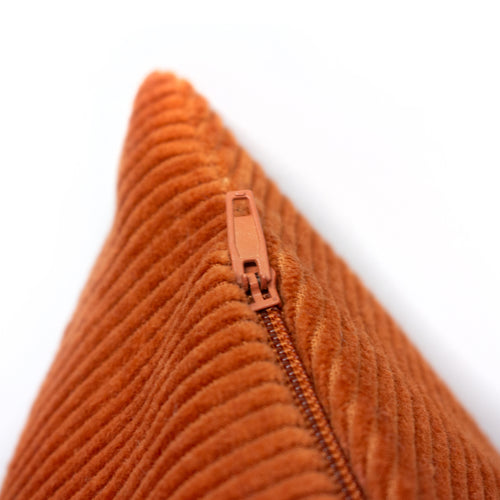 Plain Orange Cushions - Jagger Ribbed Corduroy Cushion Cover Rust Orange furn.