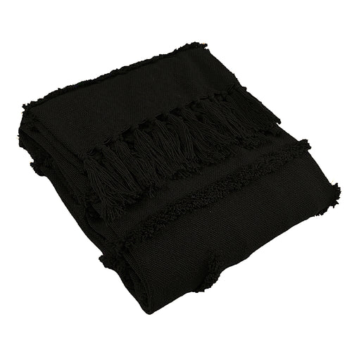 Striped Black Throws - Jakarta Tufted Throw Black furn.