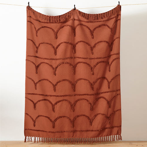 Striped Red Throws - Jakarta Tufted Throw Pecan furn.