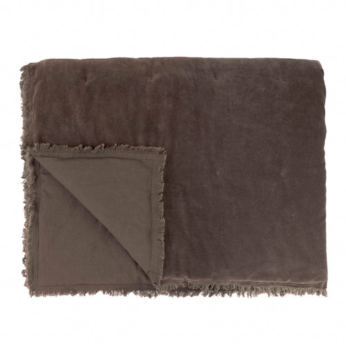 Jaye Cotton Velvet Filled Bedspread Bitter Chocolate