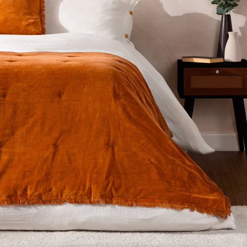 Yard Jaye Cotton Velvet Filled Bedspreads in Rust