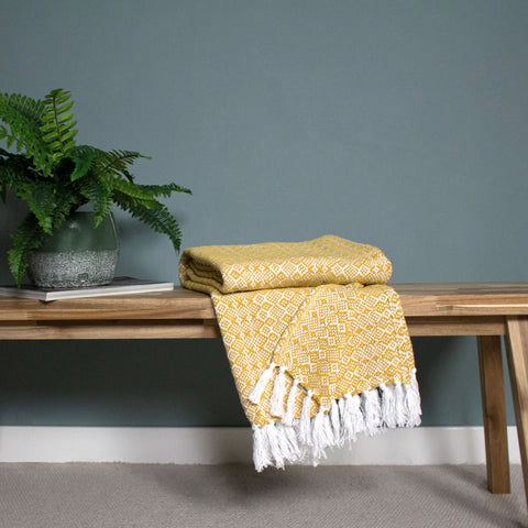 Jewel Yellow Herringbone Throw Ochre furn. furn