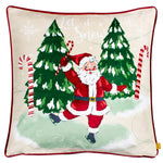 furn. Jolly Santa Let It Snow Cushion Cover in Ruby Red