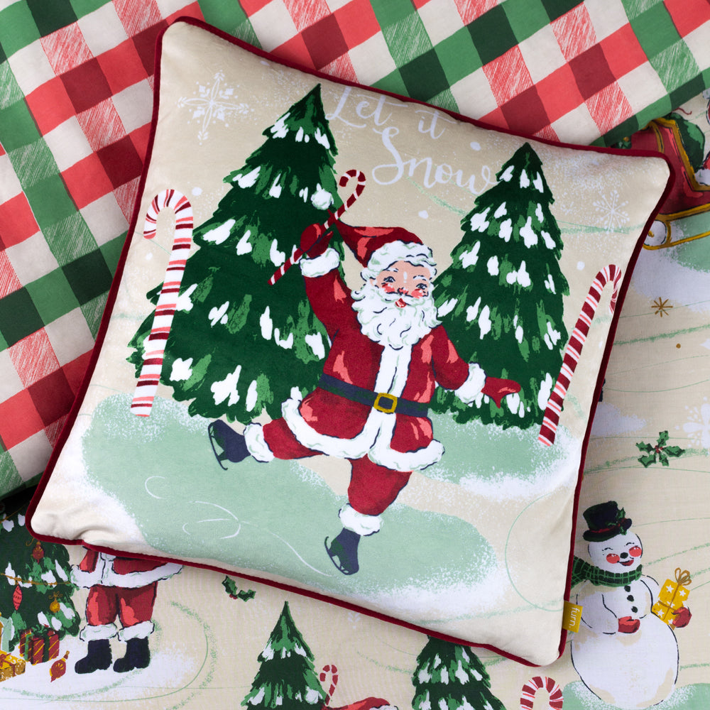  Red Cushions - Jolly Santa Let It Snow Cushion Cover Ruby Red furn.
