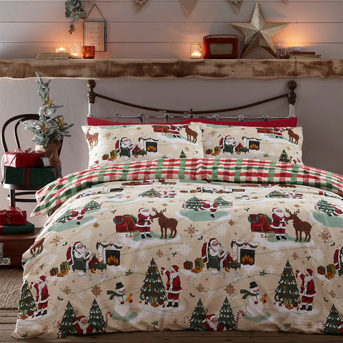  Red Bedding - Jolly Santa Christmas Duvet Cover Set Cream/Red furn.