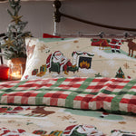 furn. Jolly Santa Christmas Duvet Cover Set in Cream/Red