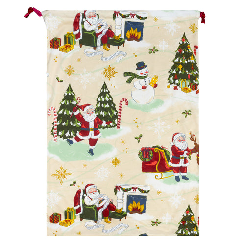  Multi Accessories - Jolly Santa Printed Velvet Xmas Sack Multicolour furn.