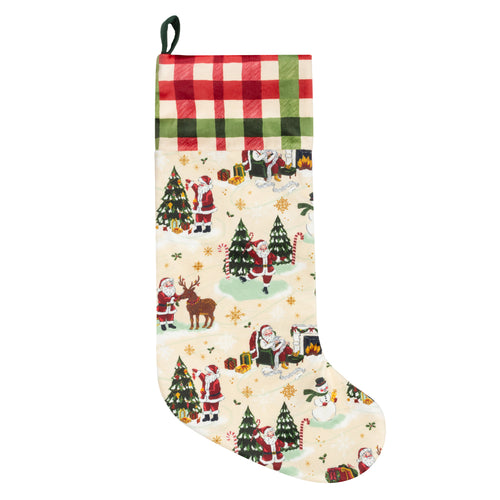  Multi Accessories - Jolly Santa Printed Velvet Xmas Stocking Multicolour furn.