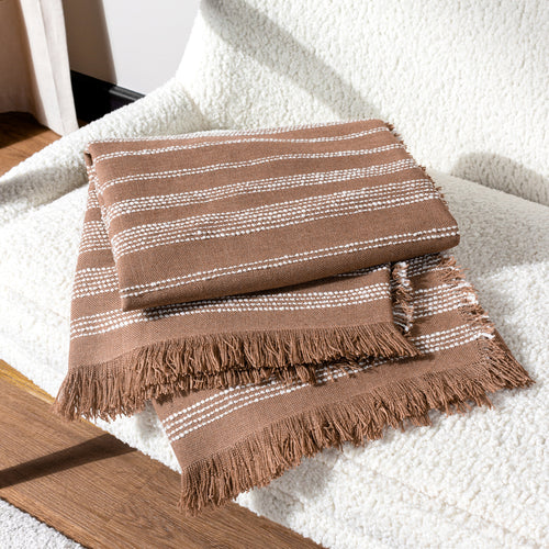 Striped Pink Throws - Jour Woven Fringed Throw Baked Clay HÖEM