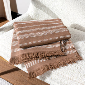 HÖEM Jour Woven Fringed Throw in Baked Clay