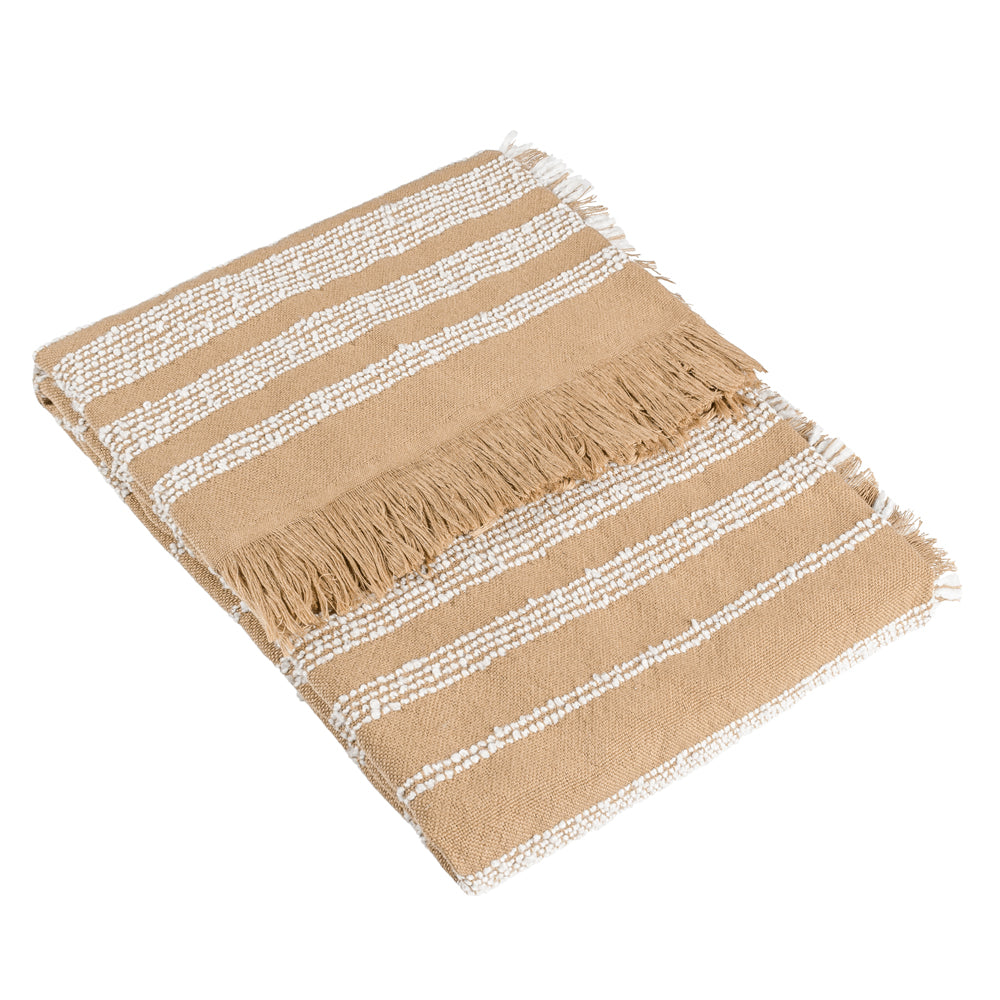 Jour Woven Fringed Throw Nougat