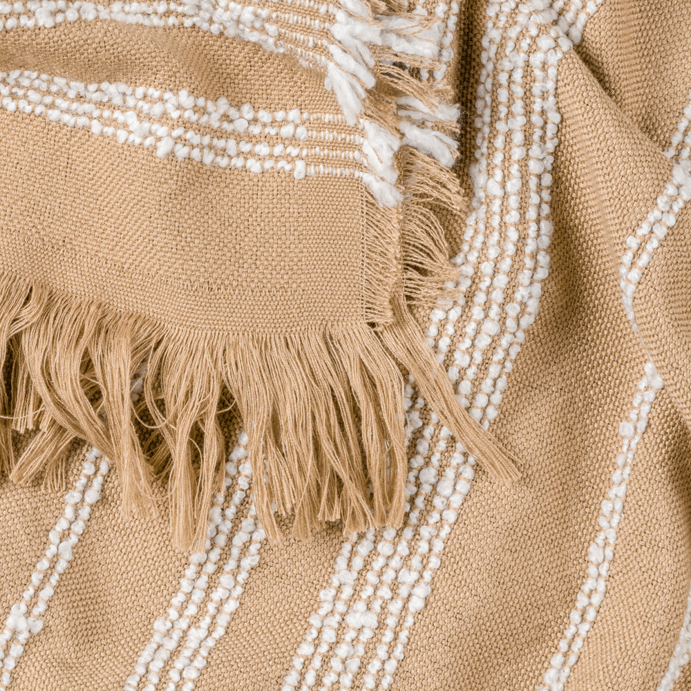 Jour Woven Fringed Throw Nougat