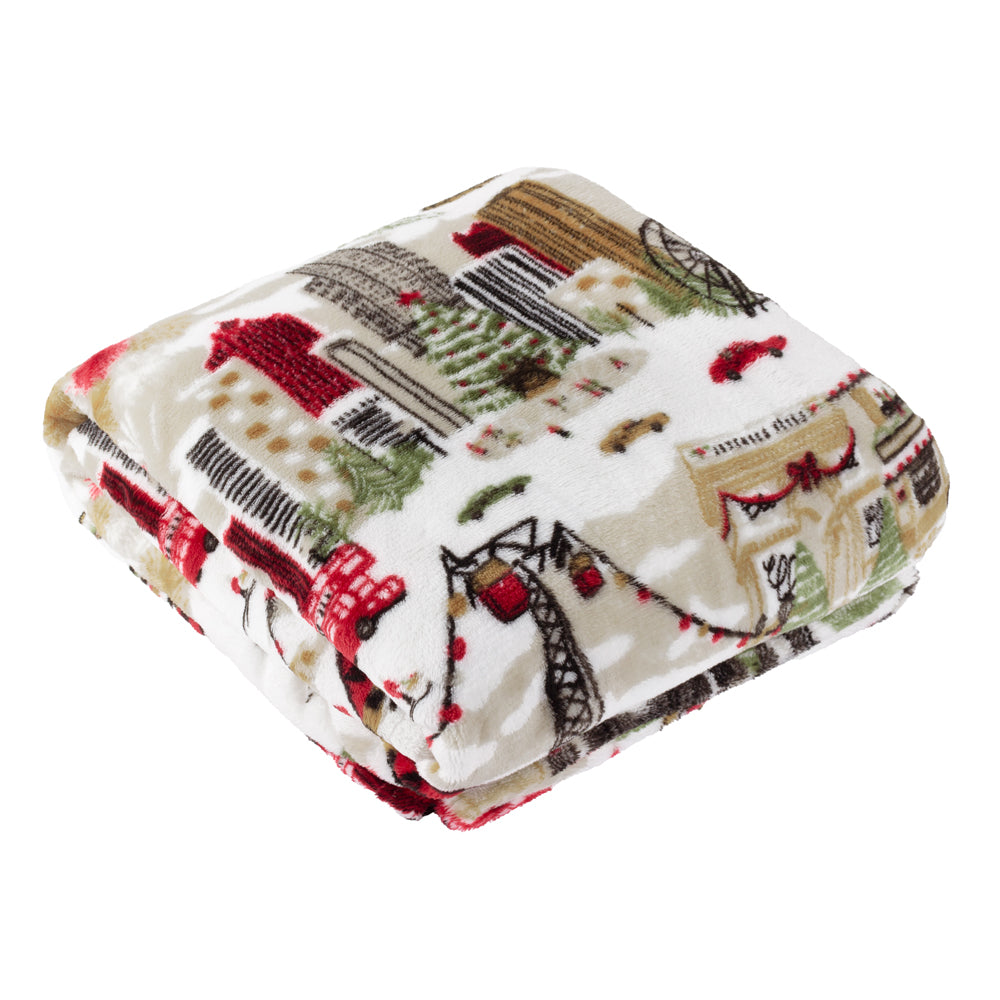 Joy To All Printed Fleece Throw Cream