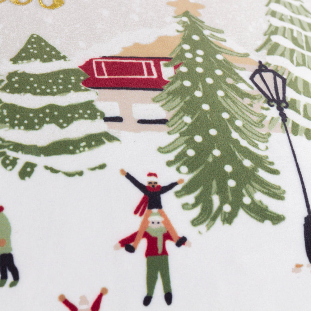 Joy To All Embroidered Velvet Cushion Snow Berry