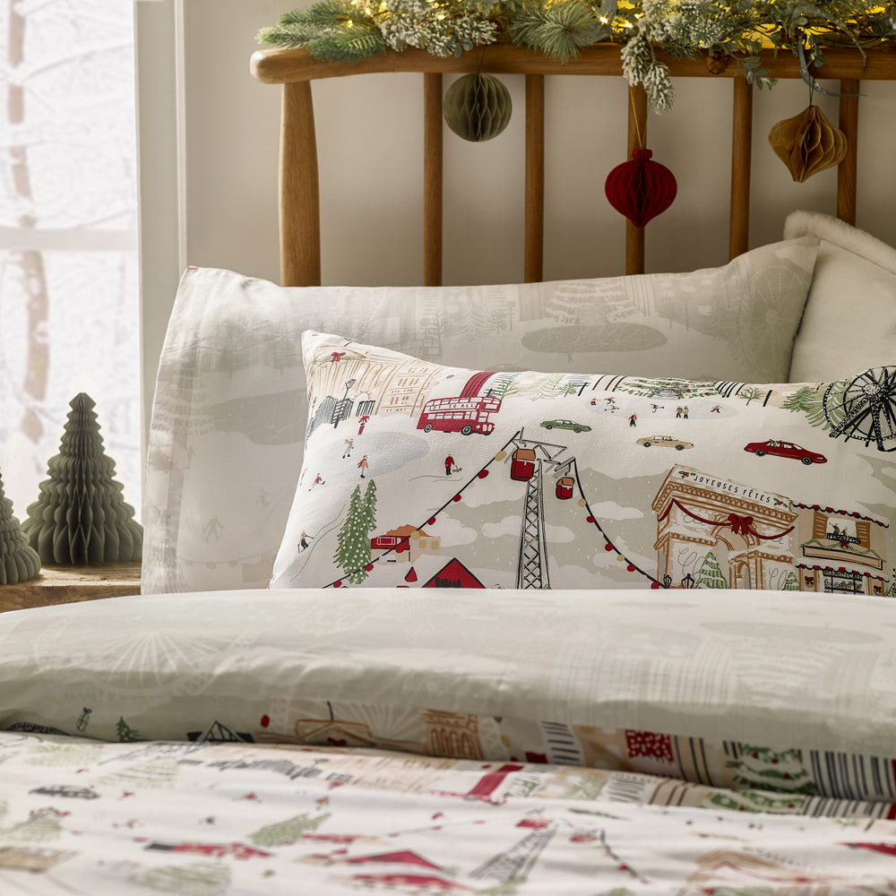 Joy To All Printed Duvet Cover Set Snow/Berry