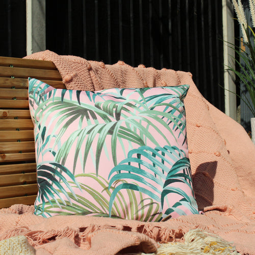 Jungle Pink Cushions - Jungle Outdoor Cushion Cover Blush/Forest furn.