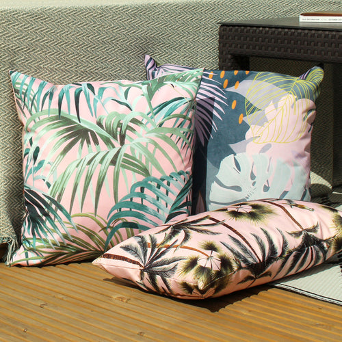 Jungle Pink Cushions - Jungle Outdoor Cushion Cover Blush/Forest furn.