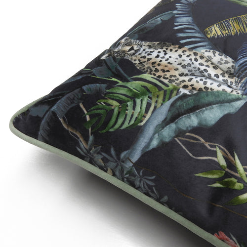 Animal Black Cushions - Jungle Leopard  Cushion Cover Petrol Evans Lichfield