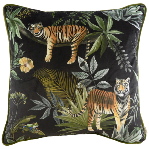 Animal Black Cushions - Jungle Tiger  Cushion Cover Black Evans Lichfield