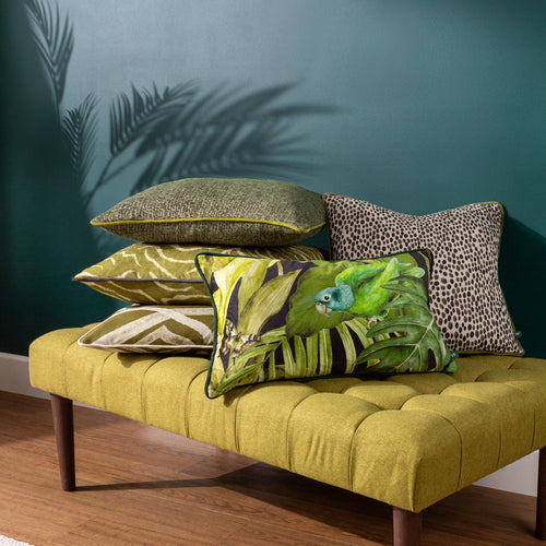 Animal Green Cushions - Jurong Tiger Chenille Cushion Cover Moss Wylder