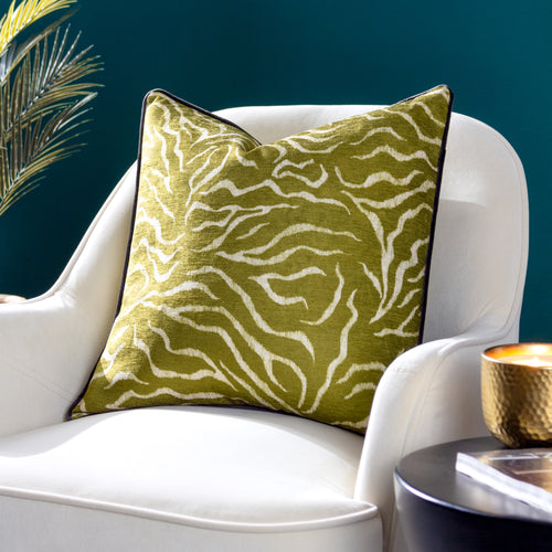 Animal Green Cushions - Jurong Tiger Chenille Cushion Cover Moss Wylder