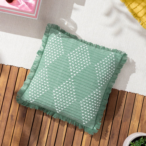 Geometric Green Cushions - Kadie Outdoor/Indoor Woven Cushion Cover Green furn.