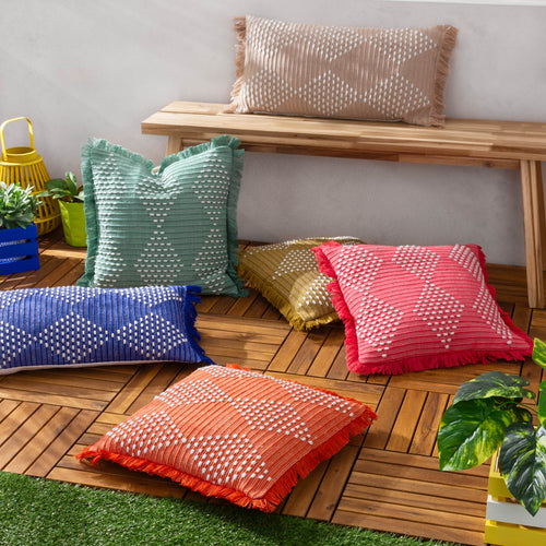 Geometric Orange Cushions - Kadie Outdoor/Indoor Woven Cushion Cover Orange furn.