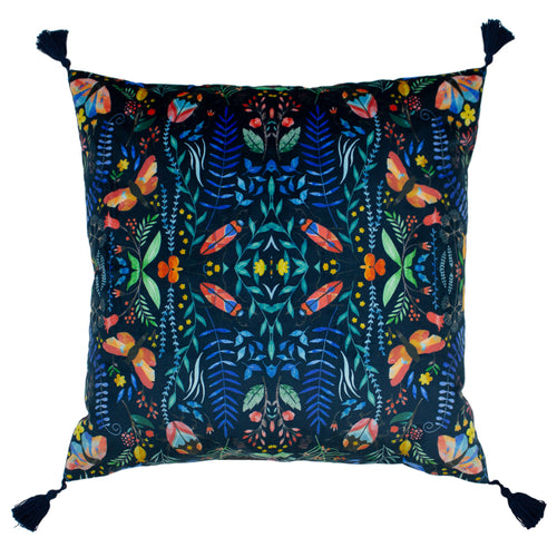 Floral Blue Cushions - Kaleidoscopic Velvet Cushion Cover Blue furn.
