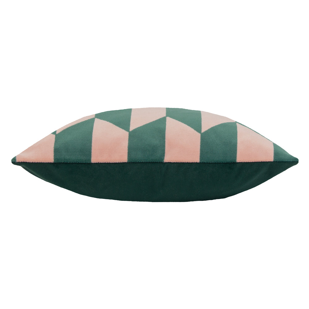 Kalho Geometric Velvet Cushion Pink/Green