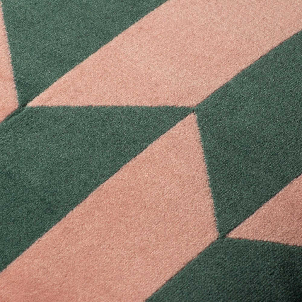 Kalho Geometric Velvet Cushion Pink/Green