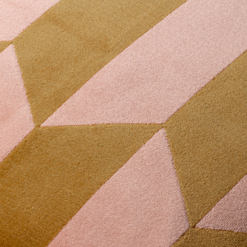 Geometric Pink Cushions - Kalho Geometric Velvet Cushion Cover Pink/Ochre furn.