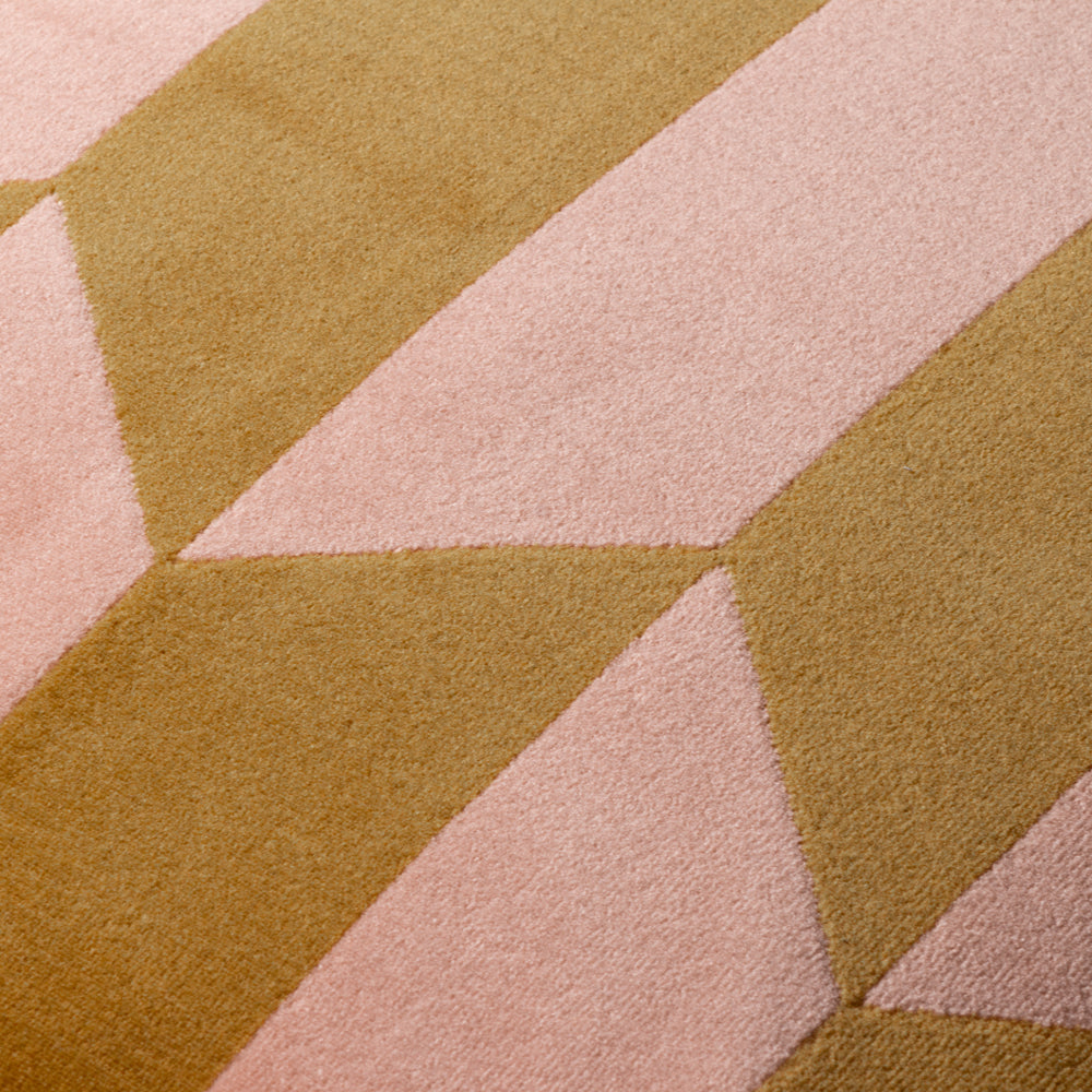 Kalho Geometric Velvet Cushion Pink/Ochre