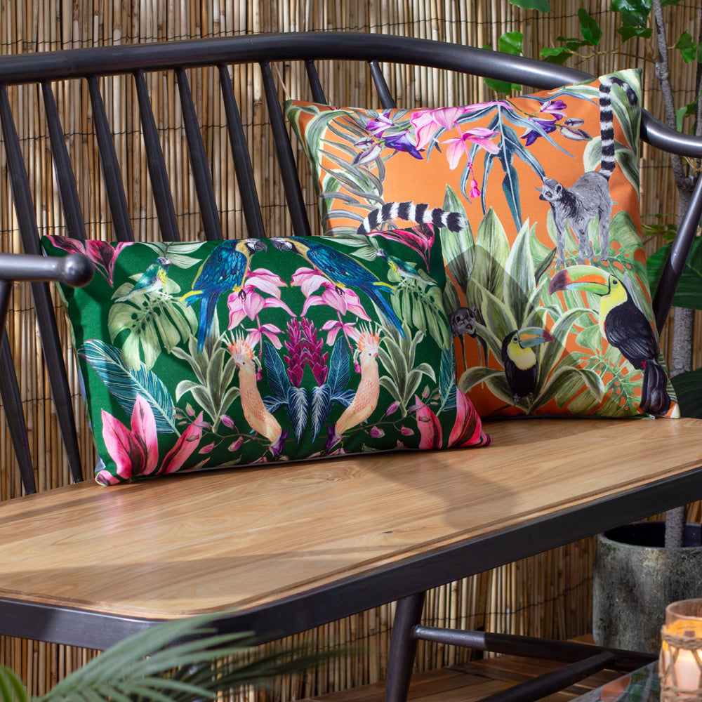 Kali Birds Outdoor Cushion Dark Green