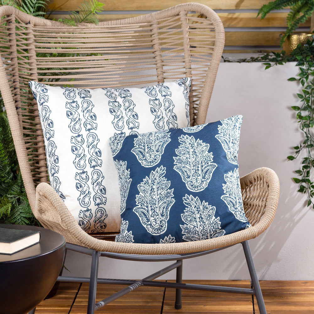 Kalindi Paisley Outdoor Cushion Navy