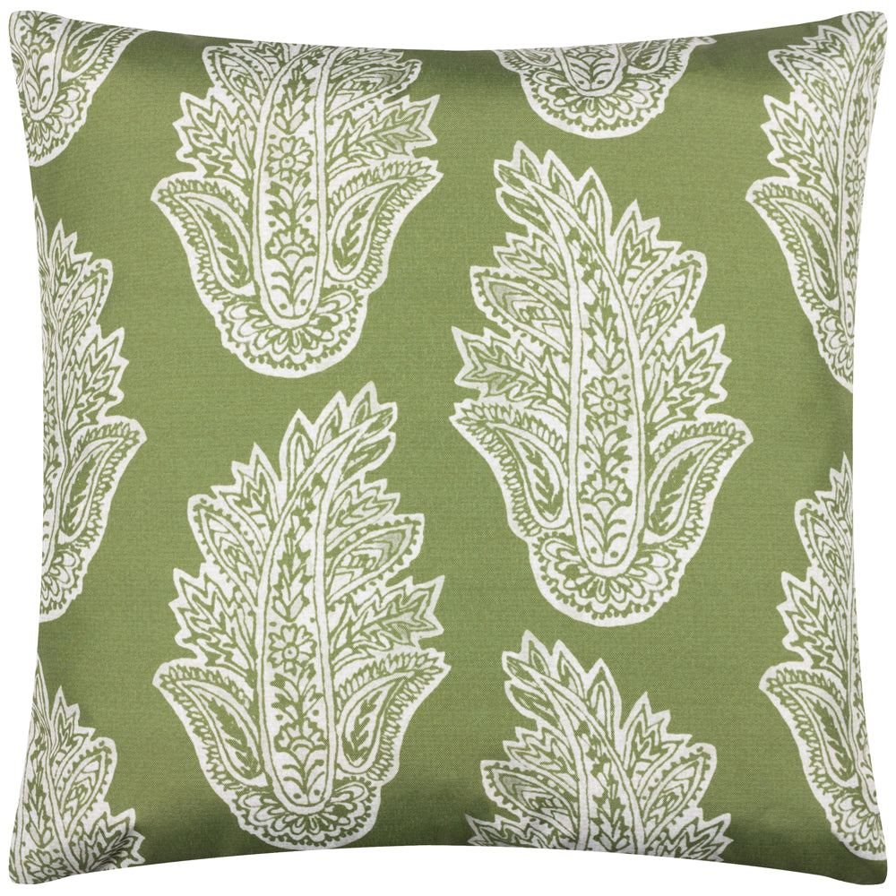 Abstract Green Cushions - Kalindi Paisley Outdoor Cushion Cover Olive Paoletti
