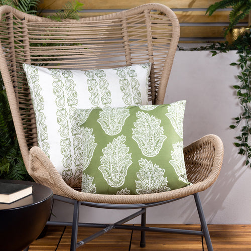 Abstract Green Cushions - Kalindi Paisley Outdoor Cushion Cover Olive Paoletti
