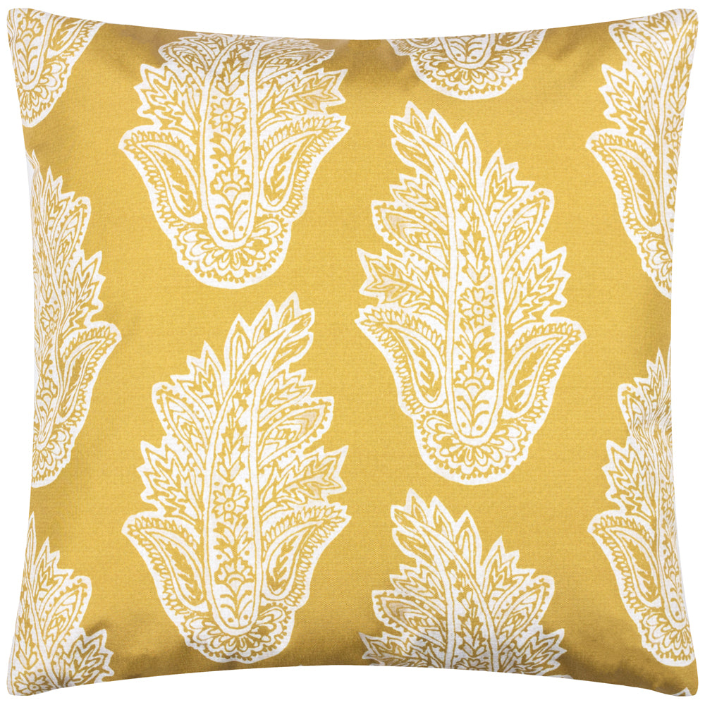 Abstract Yellow Cushions - Kalindi Paisley Outdoor Cushion Cover Saffron Paoletti