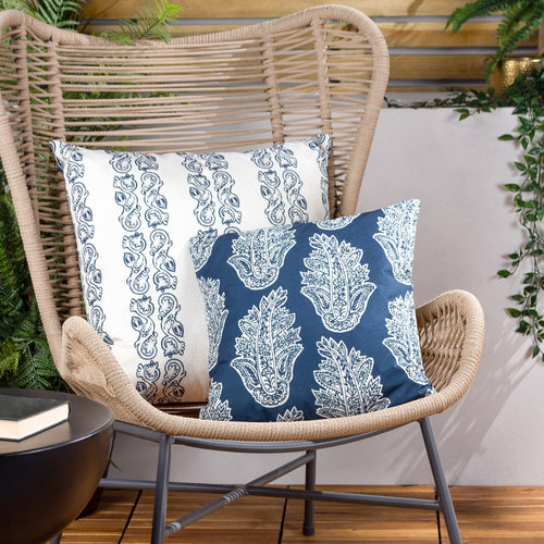 Abstract Blue Cushions - Kalindi Stripe Outdoor Cushion Cover Navy Paoletti