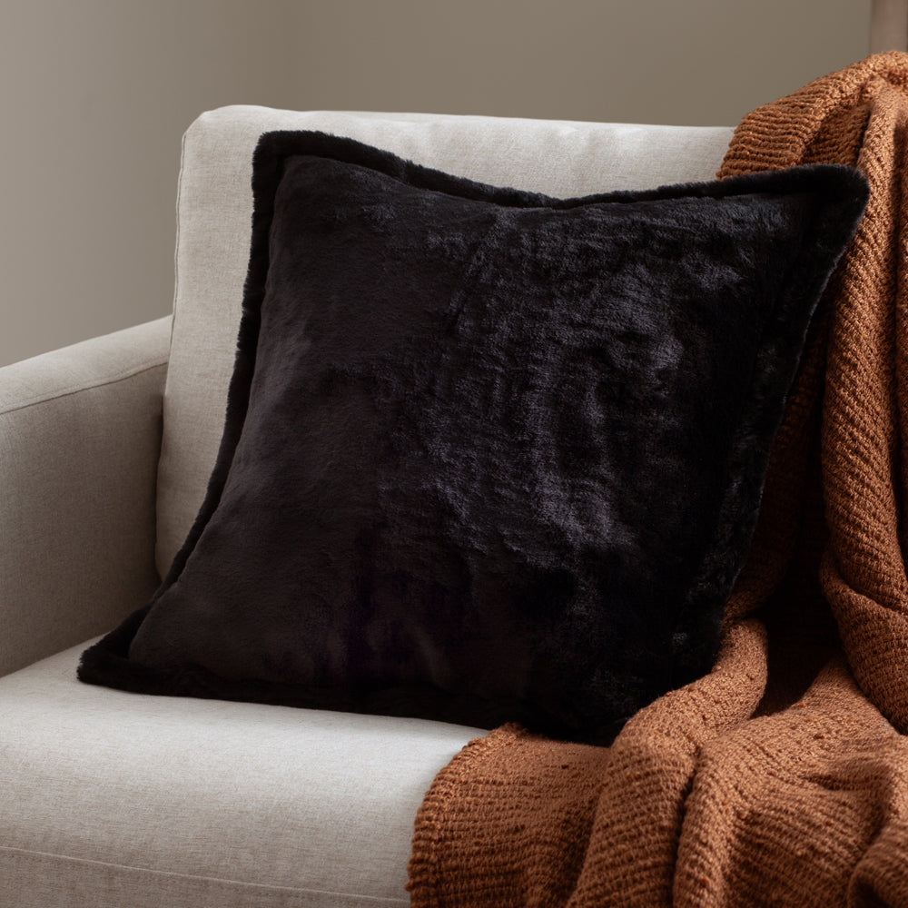 Black fur pillows best sale