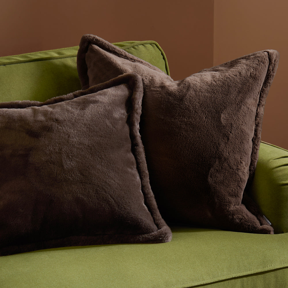 Kallu Faux Fur Cushion Chocolate