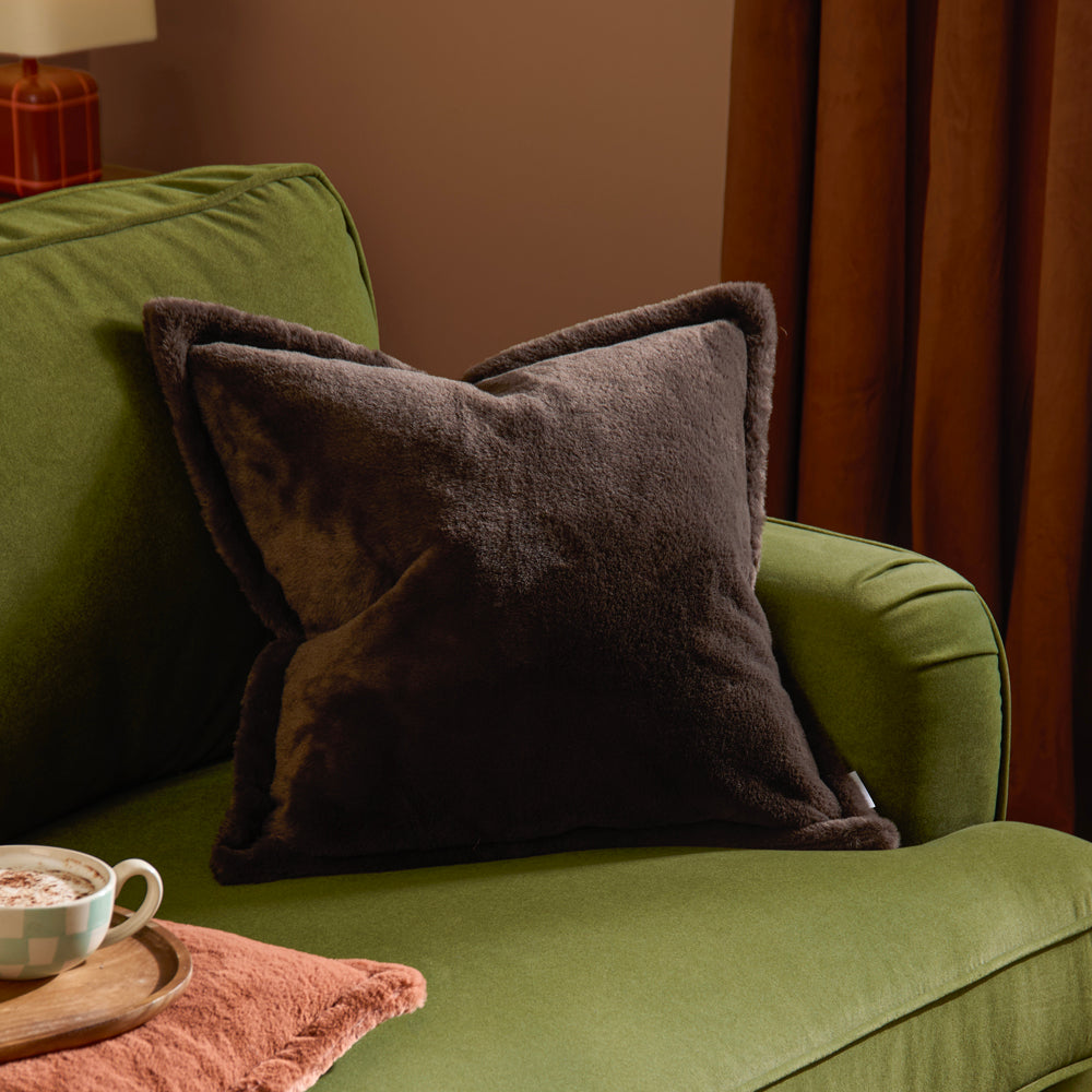 Kallu Faux Fur Cushion Chocolate