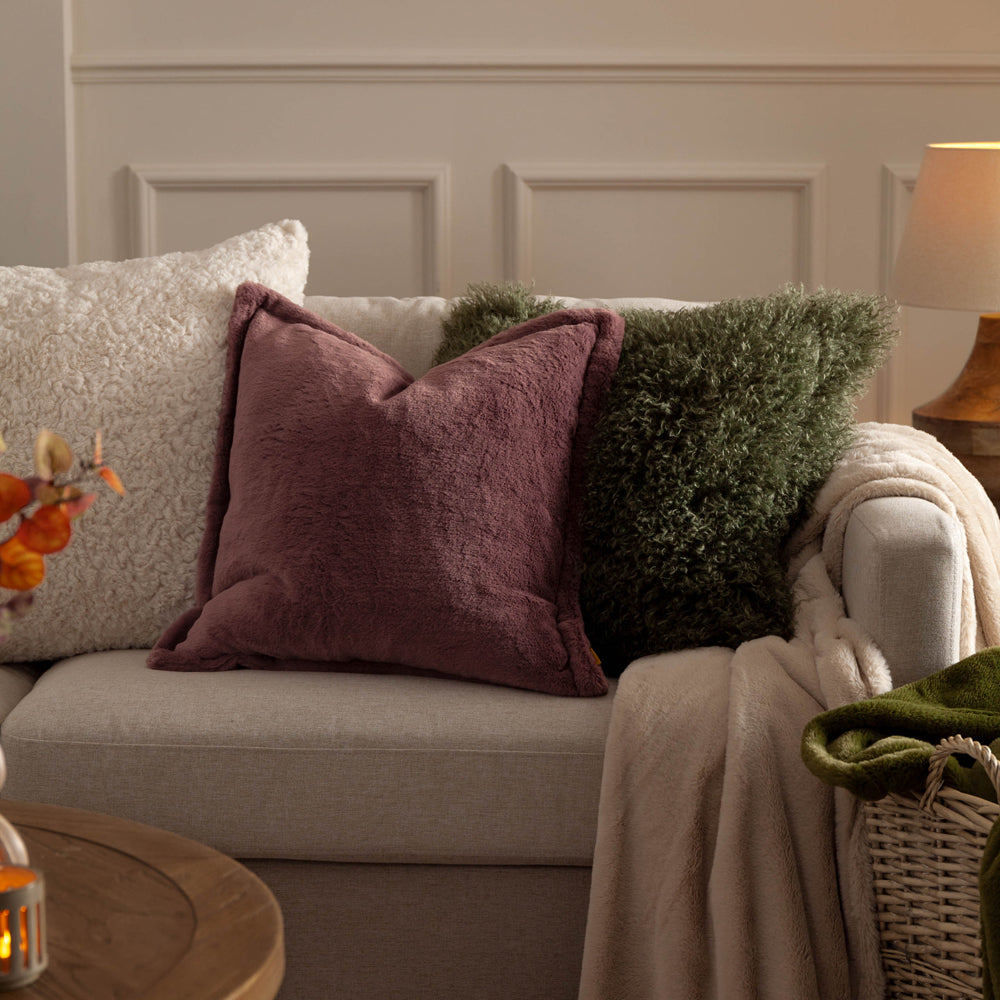 Kallu Faux Fur Cushion Mulberry