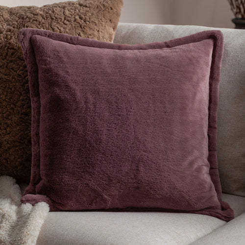 Plain Purple Cushions - Kallu Faux Fur Cushion Cover Mulberry furn.