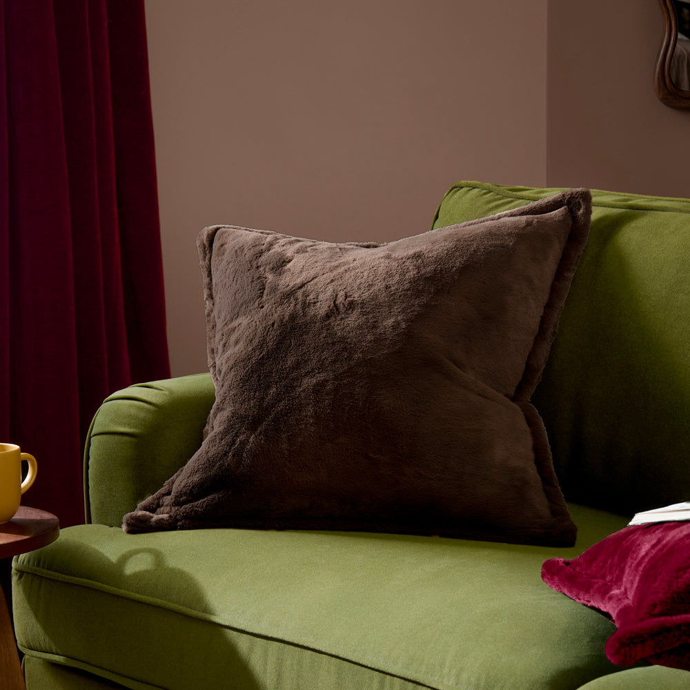 Kallu Faux Fur Cushion Chocolate