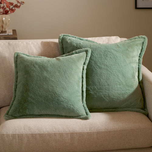 Kallu Faux Fur Cushion Frost Green