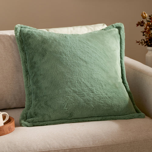Kallu Faux Fur Cushion Frost Green