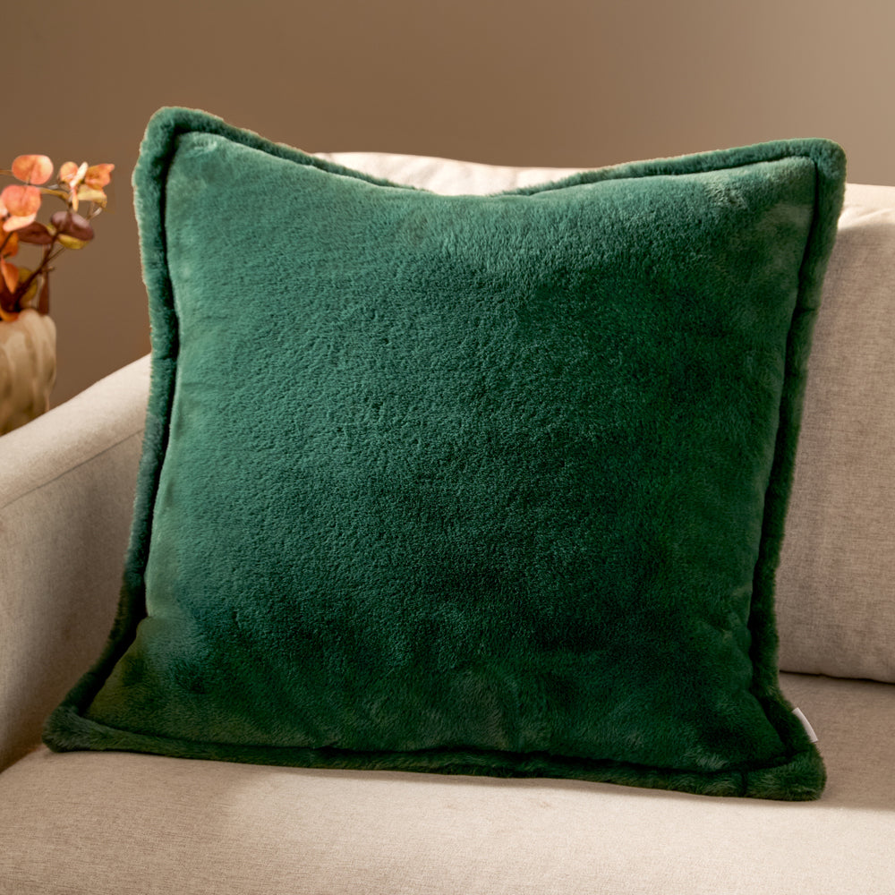 Kallu Faux Fur Cushion Needle Green