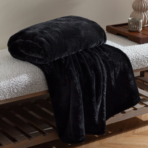 Plain Black Throws - Kallu Double-Sided Faux-Fur Throw Black furn.